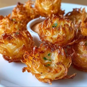 Air fryer crispy mini blooming onions served as a guilt-free snack