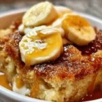 Homemade Banana Cobbler served with vanilla ice cream