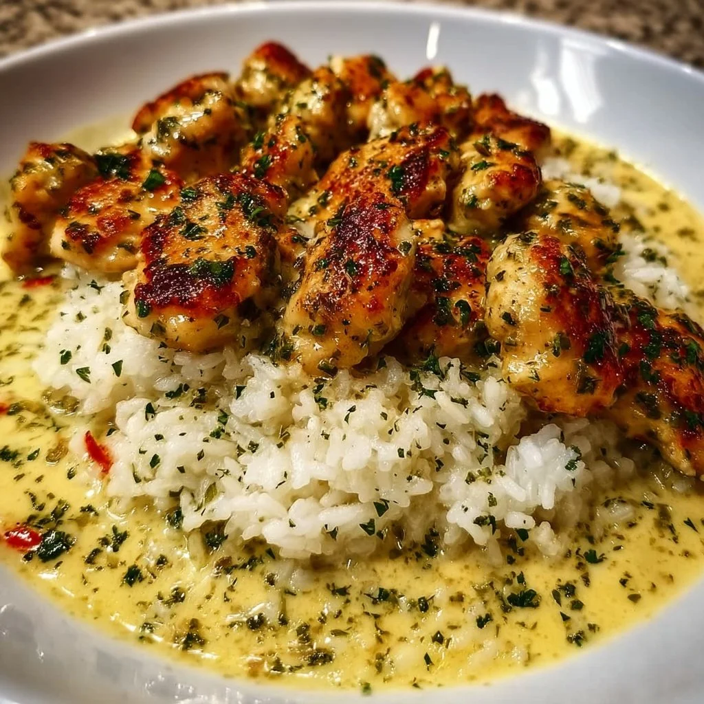 Chicken Scampi with Creamy Garlic Parmesan Rice