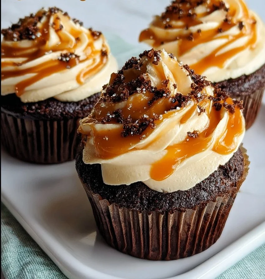 Chocolate Espresso Cupcakes with Salted Caramel Buttercream