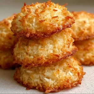 Homemade Coconut Cookies on a plate with a tropical background