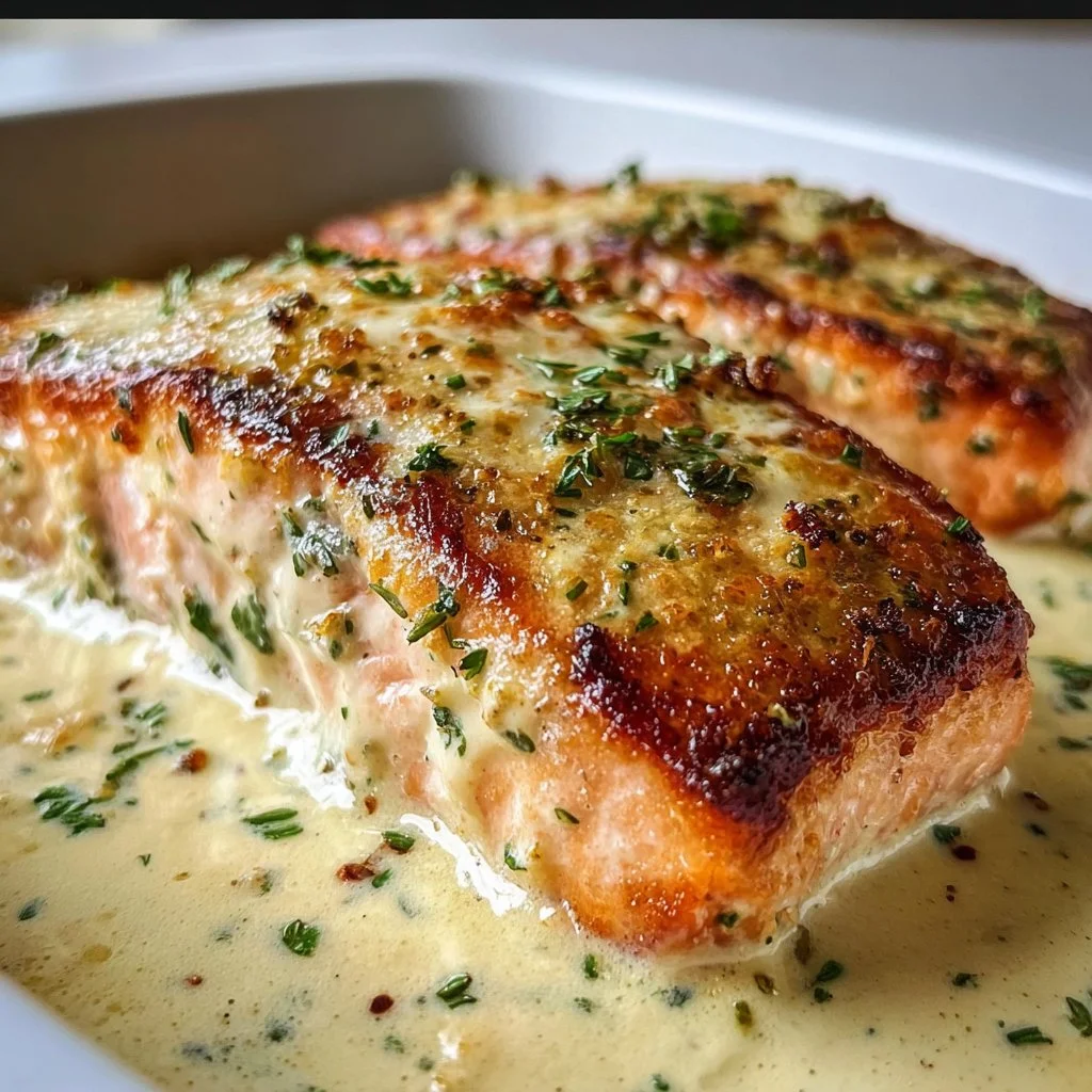 Creamy Boursin Salmon Bake
