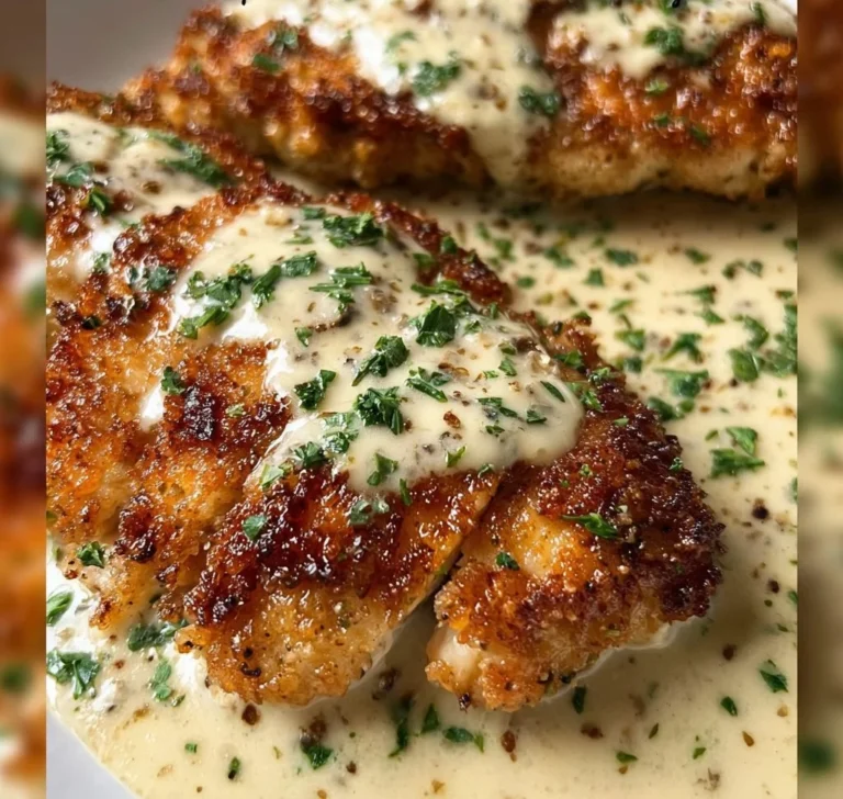 Creamy garlic parmesan chicken cooked to perfection and served on a plate