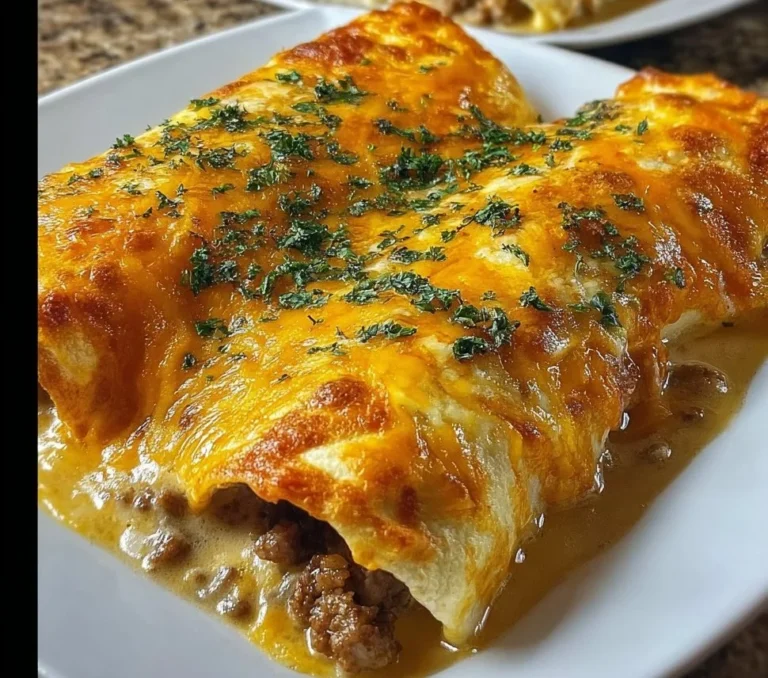 Delicious breakfast enchiladas with sausage gravy ready to serve