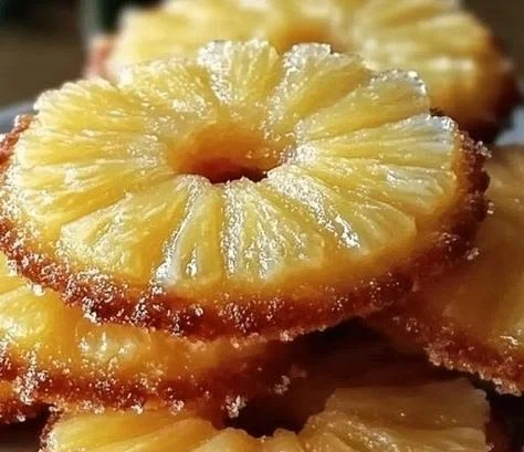 Delicious pineapple upside down sugar cookies on a plate