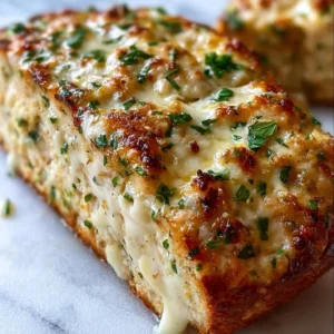 Delicious Garlic Parmesan Chicken Bread with a cheesy, savory topping.