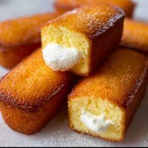 Delicious Homemade Twinkies with cream filling on a plate