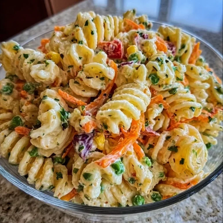 Bowl of irresistible Crack Pasta Salad with colorful ingredients