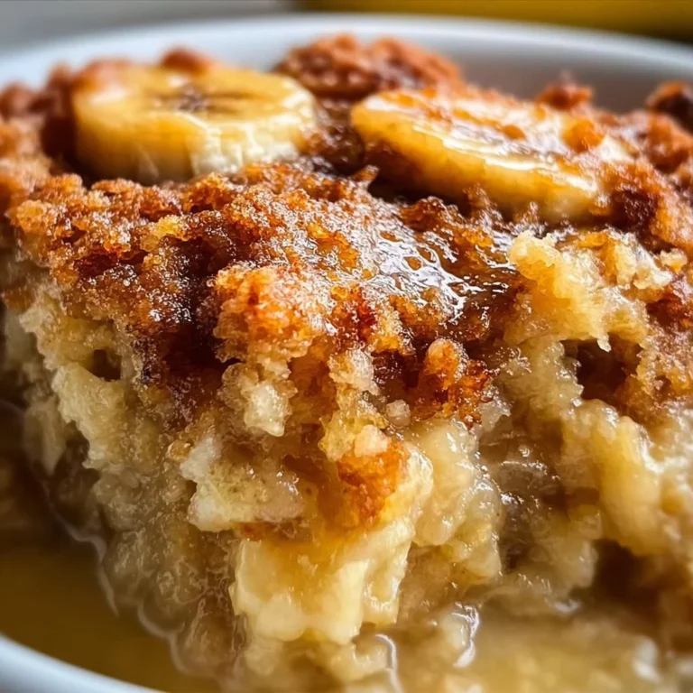 Deliciously moist banana bread cobbler topped with fresh bananas and a golden crust.