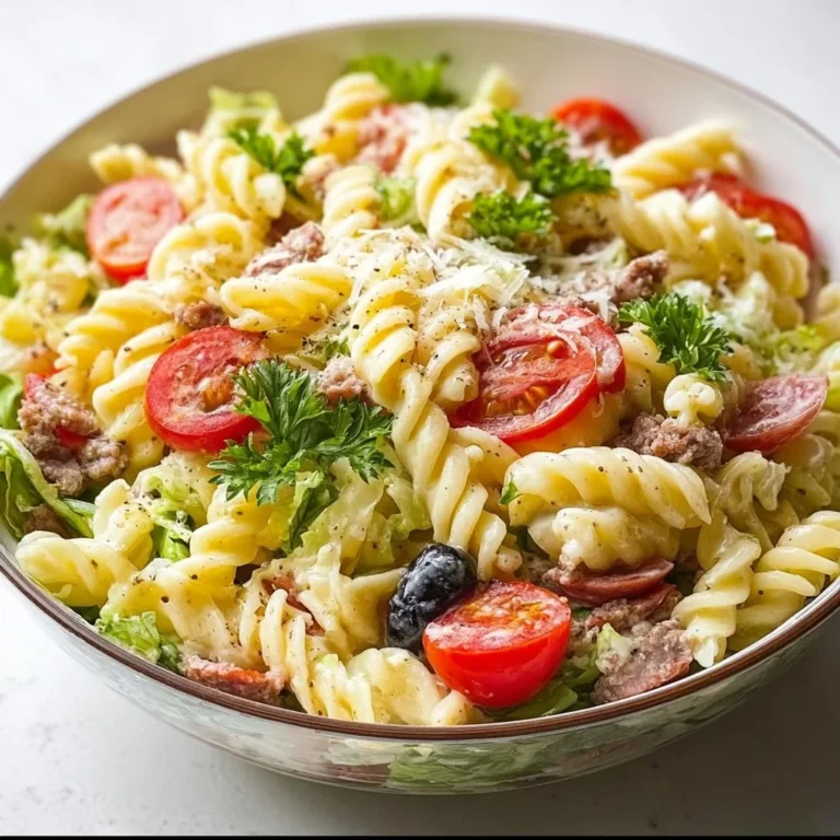 Italian Grinder Pasta Salad with fresh vegetables and pasta in a bowl