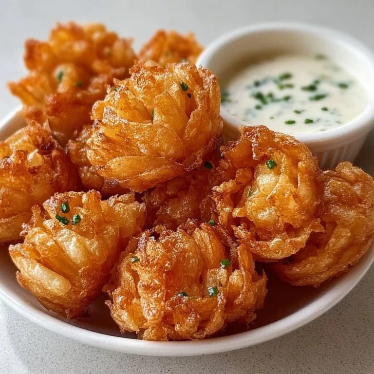 Mini bloomin' onions served with buttermilk ranch dip on a plate