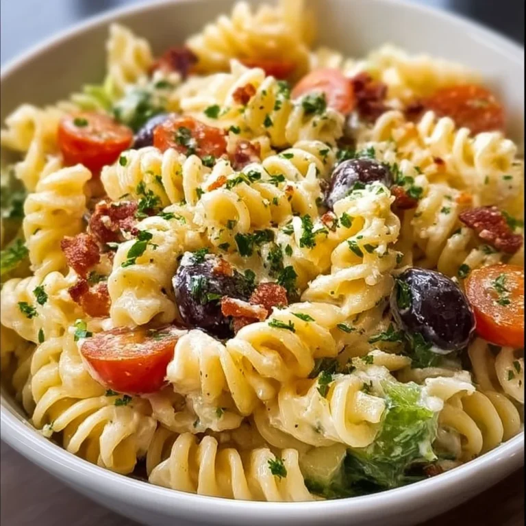Olive Garden inspired pasta salad featuring colorful vegetables and pasta.