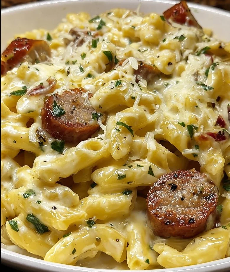 One-Pan White Cheddar Ranch Sausage Magic Pasta
