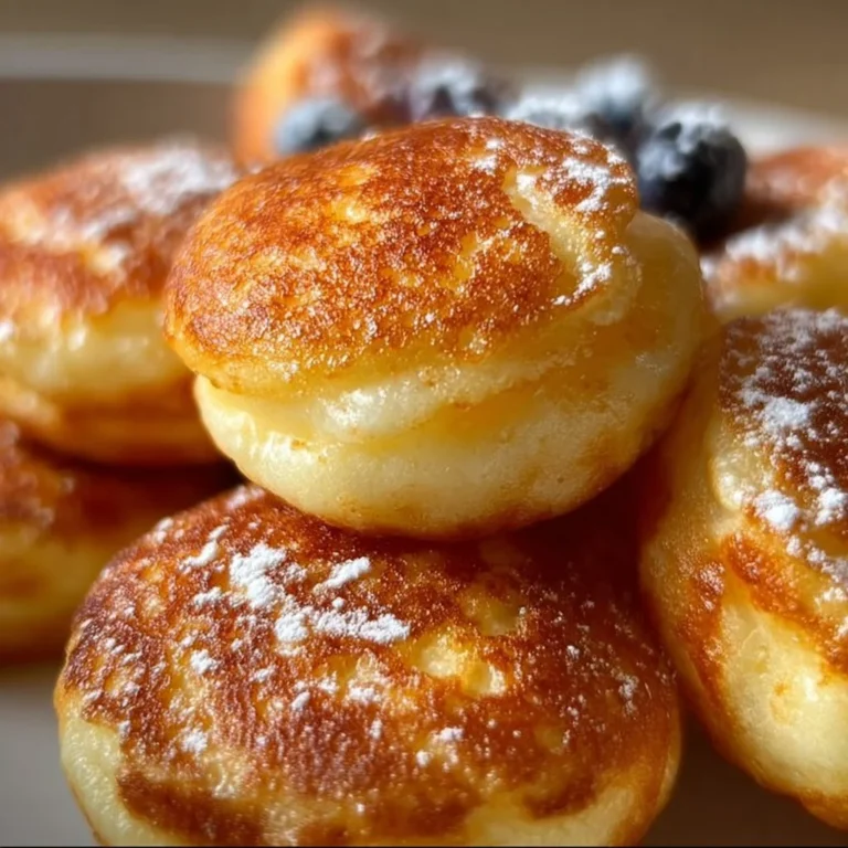 Delicious pancake poppers served with syrup and berries