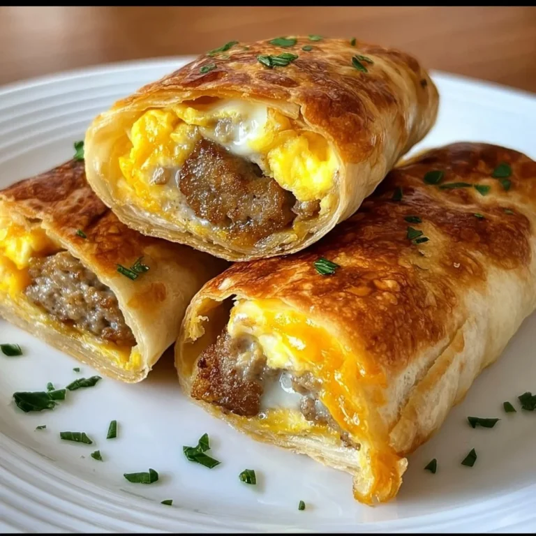 Sausage, egg, and cheese breakfast roll-ups on a plate
