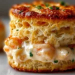 Shrimp Crab Biscuit Melts served on a plate with fresh herbs and lemon