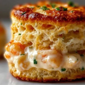 Shrimp Crab Biscuit Melts served on a plate with fresh herbs and lemon