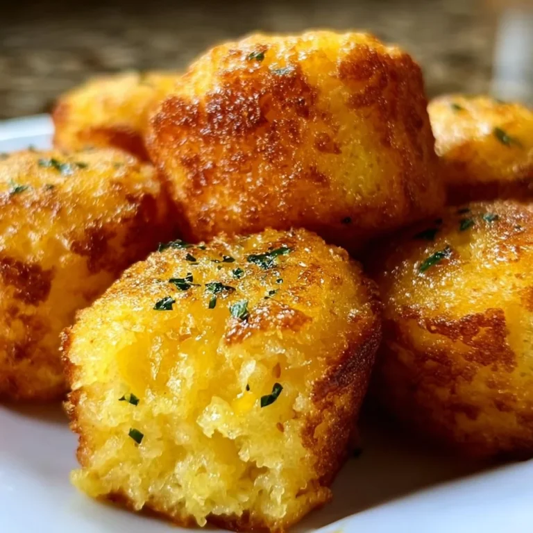 Southern-style honey butter cornbread poppers served with honey drizzle