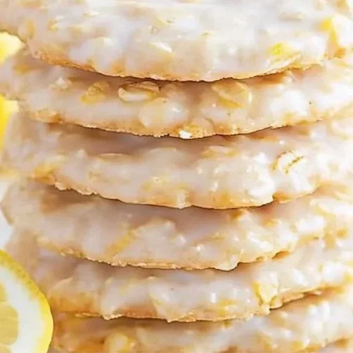 Zesty lemon oatmeal no-bake cookies on a plate