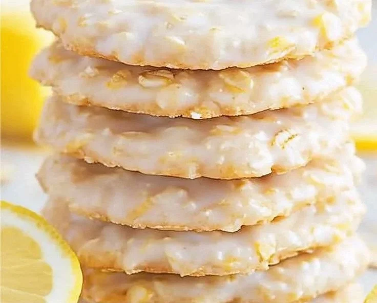 Zesty lemon oatmeal no-bake cookies on a plate