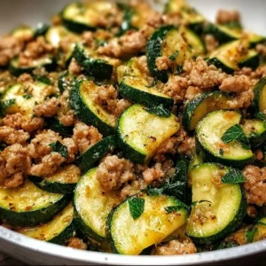 Zucchini Turkey Skillet cooked in a pan with fresh vegetables and turkey meat