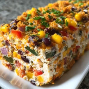 Cowboy Caviar Jalapeno Popper Cheese Log garnished and served on a platter