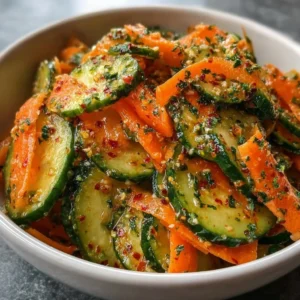 Fresh Cucumber Carrot Salad with vibrant colors and textures for a healthy meal.