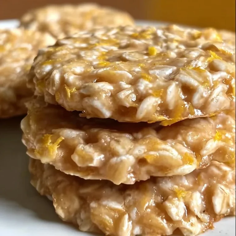 Easy lemon oatmeal no-bake cookies on a plate with a lemon slice.