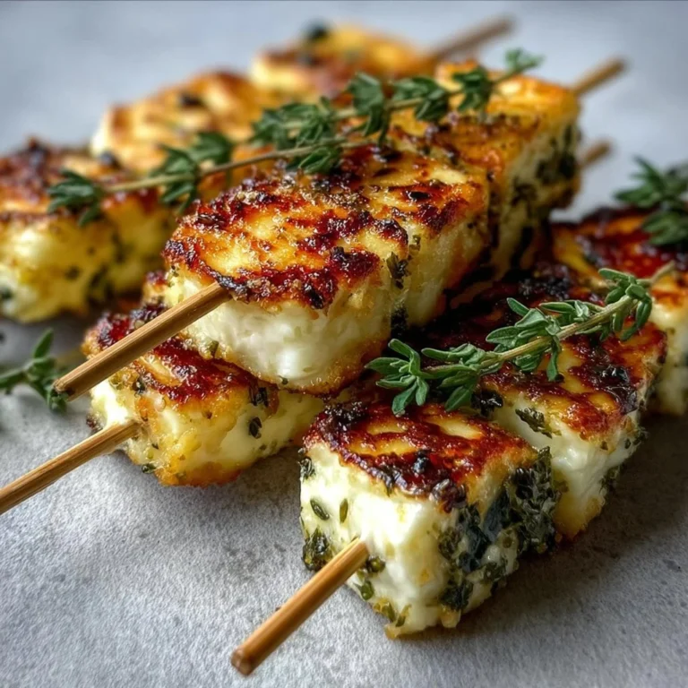 Grilled Halloumi Skewers with Lemon Thyme on a serving platter