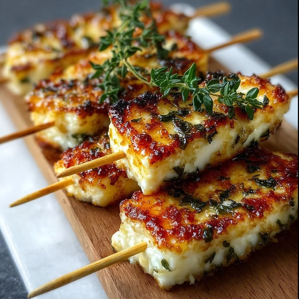 Grilled Halloumi Skewers with Lemon Thyme