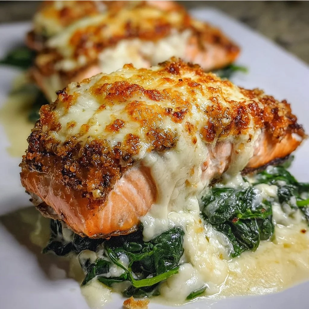 Irresistible Baked Salmon with Spinach and Mozzarella Bliss Awaits You!