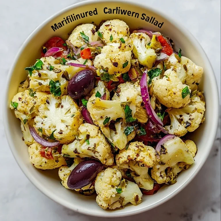 Mediterranean marinated cauliflower salad with colorful vegetables and herbs