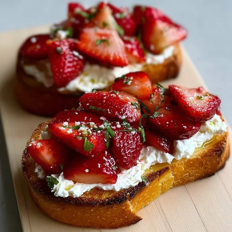 Roasted strawberry whipped ricotta toast topped with fresh strawberries