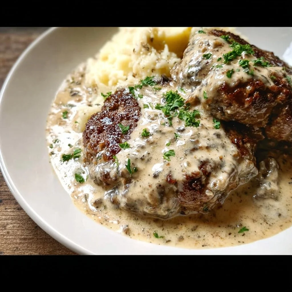 Salisbury Steaks in Horseradish Parmesan Sauce