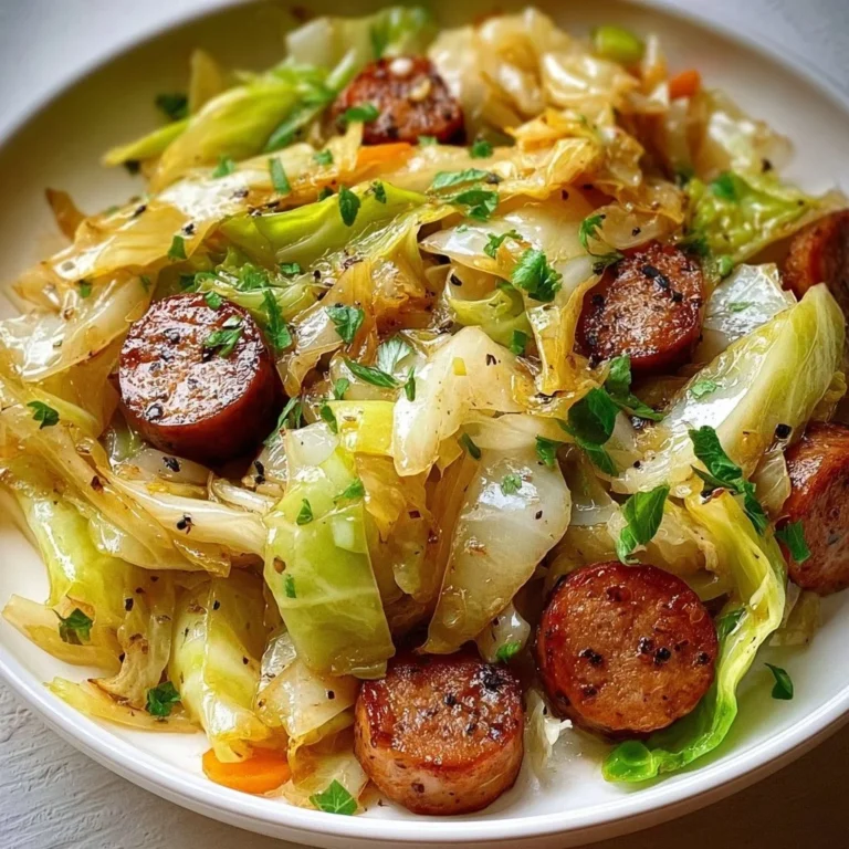 Sausage and Cabbage Stir Fry in a skillet
