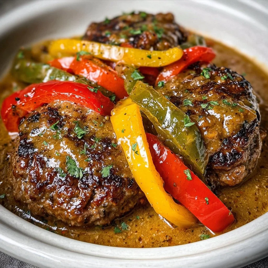 Slow Cooker Beef Patties with Bell Peppers